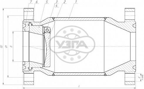 Клапан обратный поворотный фланцевый Dn150 Pn160 12Х18Н10Т