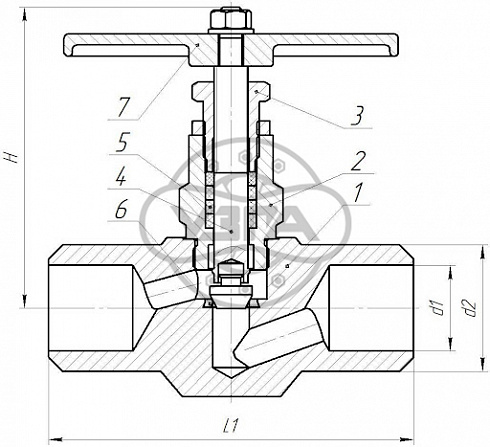Клапан запорный Dn32 Pn160 под приварку 10Х17Н13М2Т 15нж68нж