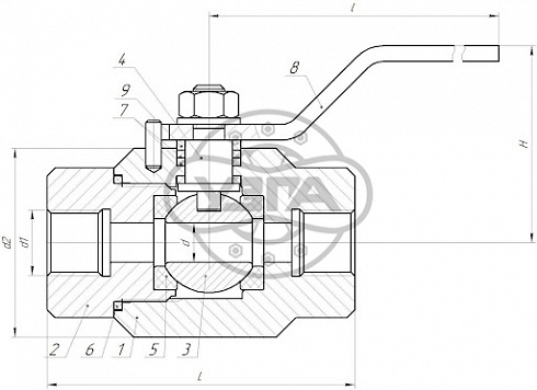 Кран шаровой разборный двухсоставной муфтовый Dn10 Pn16 12Х18Н10Т 11нж45п