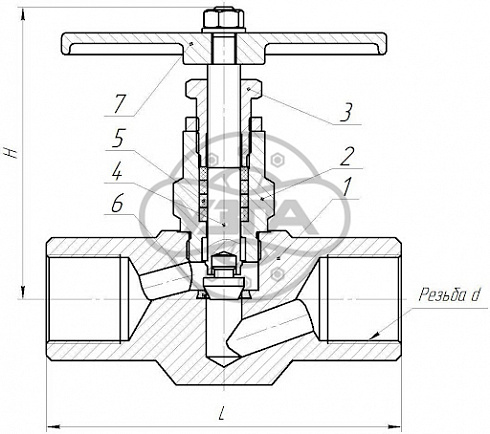 Клапан запорный Dn15 Pn16 муфтовый Ст. 20 15с68нж