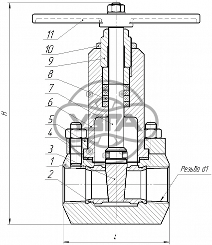 Задвижка клиновая стальная муфтовая Dn32 Pn100 09Г2С 31лс45нж