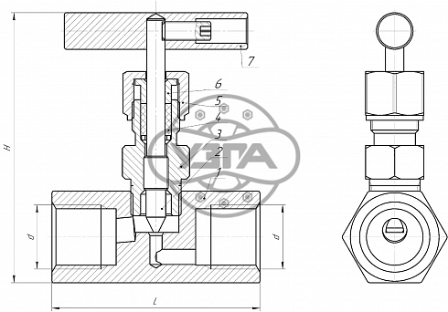 Клапан запорный Dn6 Pn160 муфтовый 12Х18Н10Т 15нж54бк