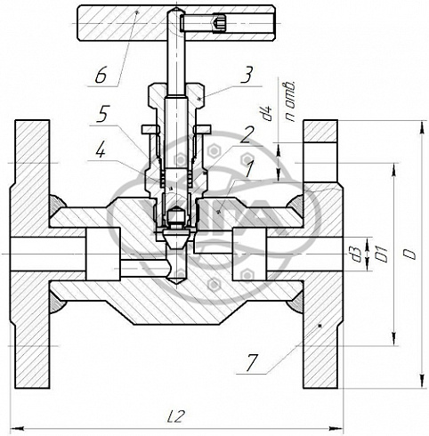 Клапан запорный Dn32 Pn160 фланцевый Ст. 20 15с68нж-01