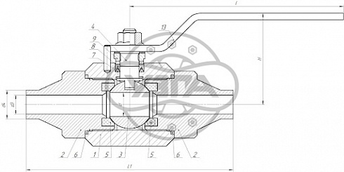 Кран шаровой разборный трехсоставной под приварку Dn10 Pn160 12Х18Н10Т 11нж45п