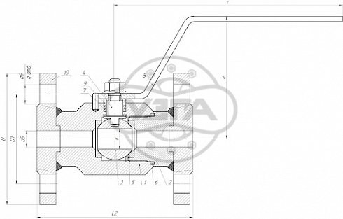 Кран шаровой разборный двухсоставной фланцевый Dn15 Pn10 12Х18Н10Т 11нж45п