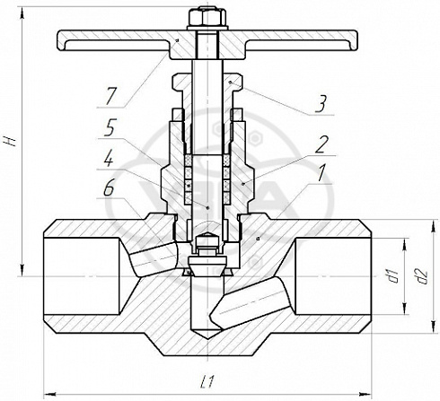 Клапан запорный Dn25 Pn63 под приварку 08Х18Н10Т 15нж52нж