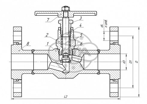 Клапан запорный Dn40 Pn40 фланцевый 10Х17Н13М2Т 15нж52нж